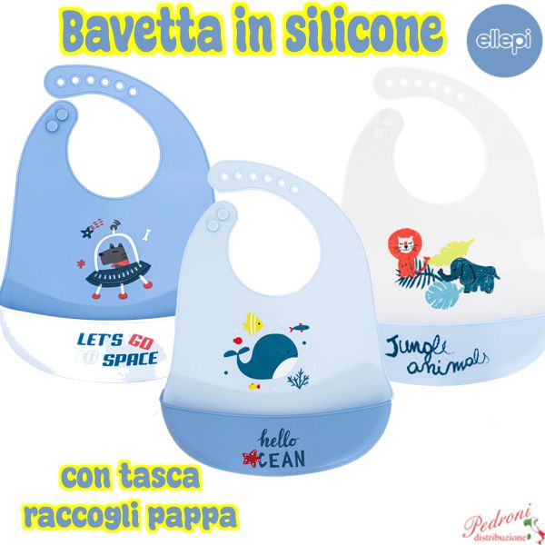 ELLEPI Bavaglia neonato *in SILICONE* AD9816 cm.27x23